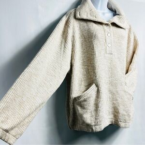 NWT Dylan Los Angeles Cali. Sz L Cream Cloudtip Corduroy Shawl Collar Pullover